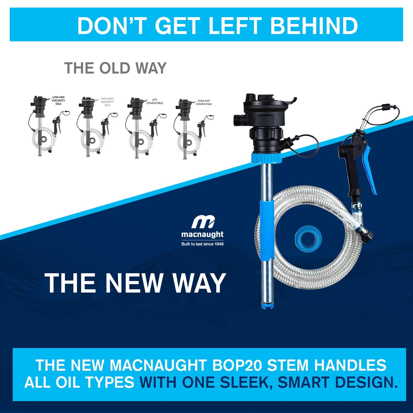 Macnaught BOP20 Battery Powered 5 Gallon Bucket Oil Transfer Pump Stem Kit. Everything Needed to Pump Oil, ATF or Coolants (5 Gallon Universal Stem Kit)