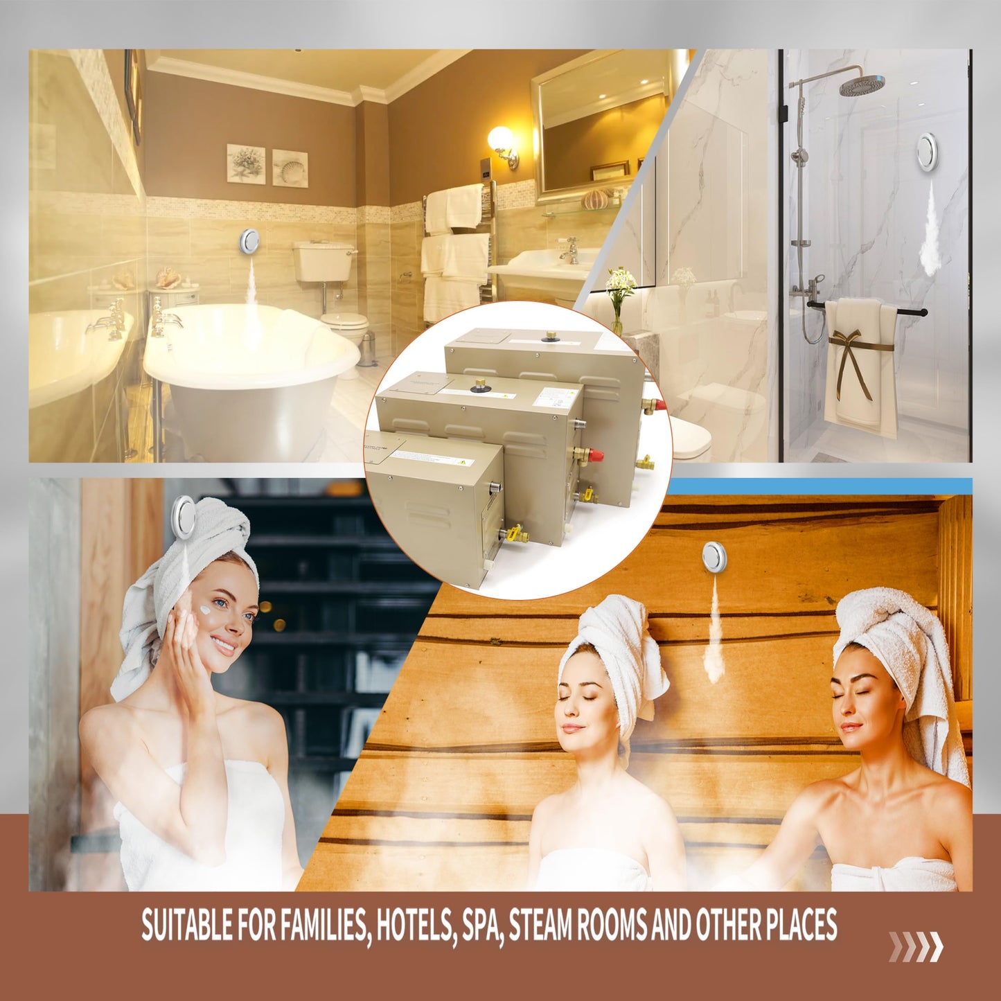 JJFFTAO,Steam shower generator,9kw Household-Commercial,Steam shower generator kit,with self-draining system,Temperature adjustable 95-131°F,Applicable space 315～350ft3