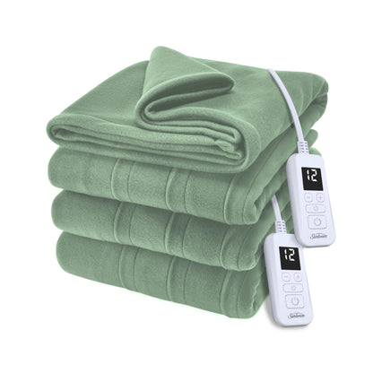 Sunbeam Royal Ultra Fleece Heated Electric Blanket King Size, 90" x 100", 12 Heat Settings, 12-Hour Auto Shut-Off, Machine Washable, Pebble Beige