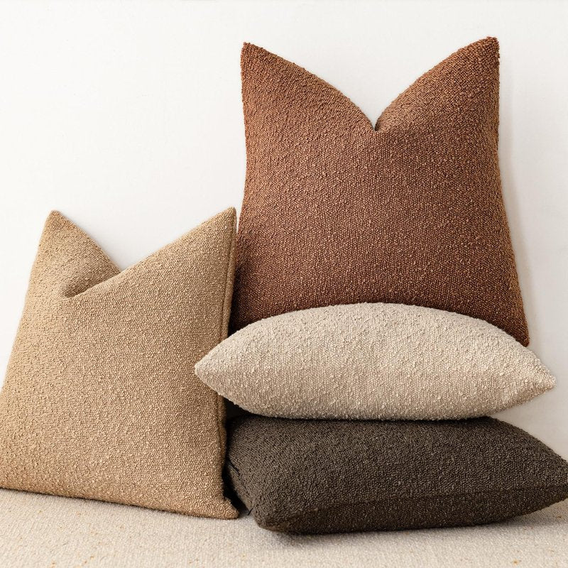 Foindtower Decorative Textured Boucle Throw Pillow Covers Accent Solid Lumbar Pillow Cases Soft Cozy Couch Cushion Case for Chair Sofa Bedroom Living Room Home Decor 12x20 Inch,1PC,Burnt Orange Hazel