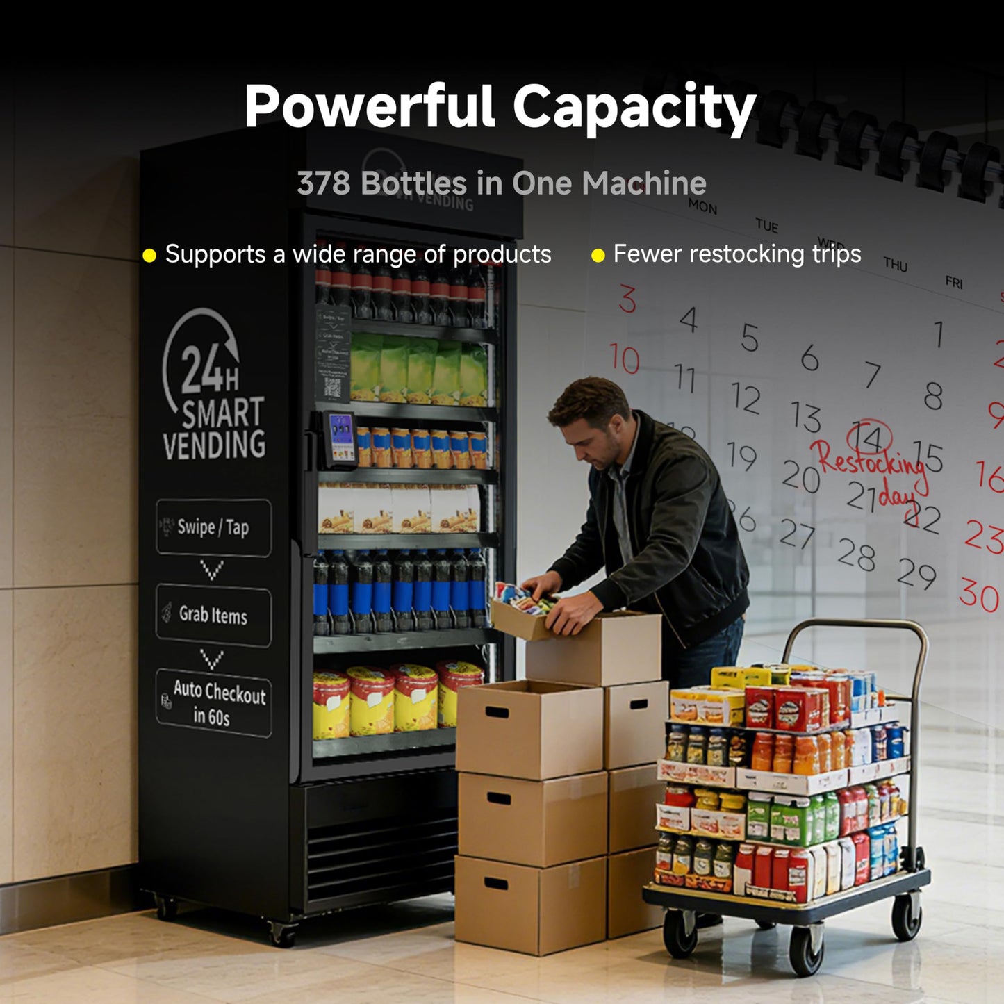 HAHA Vending Vending Machine Combo,Smart Refrigerated Vending Machine with Touch Card Reader US542(Black, Pro)