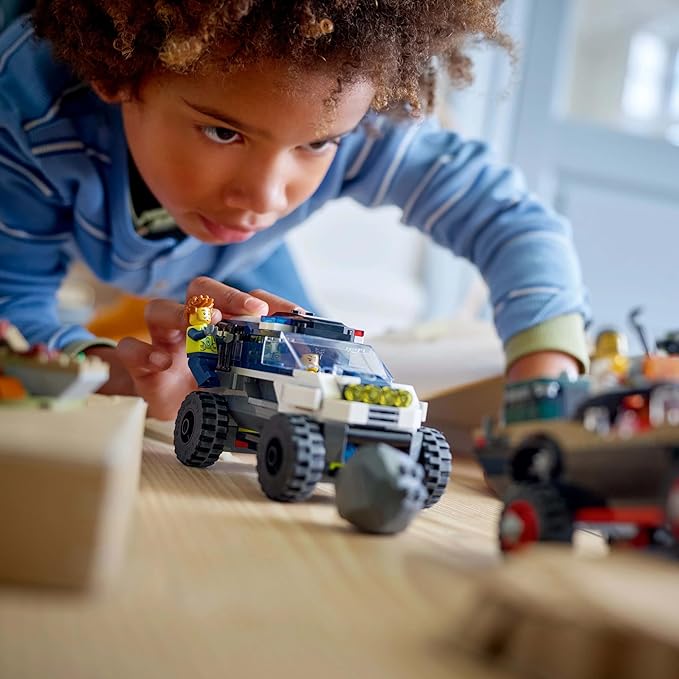 Lego tbd-60449 New title: LEGO City Off-Road Police Chase Action Set – Police SUV Crook Pickup Quad Bike &amp Drone | Kids Construction Toy - 60449