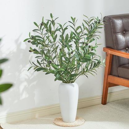 Vicrol 2 PCS 39 Inch Faux Olive Branches Artificial Flowers Greenery Stems Olive Tree Branch for Vase Filler Home Decor Indoor