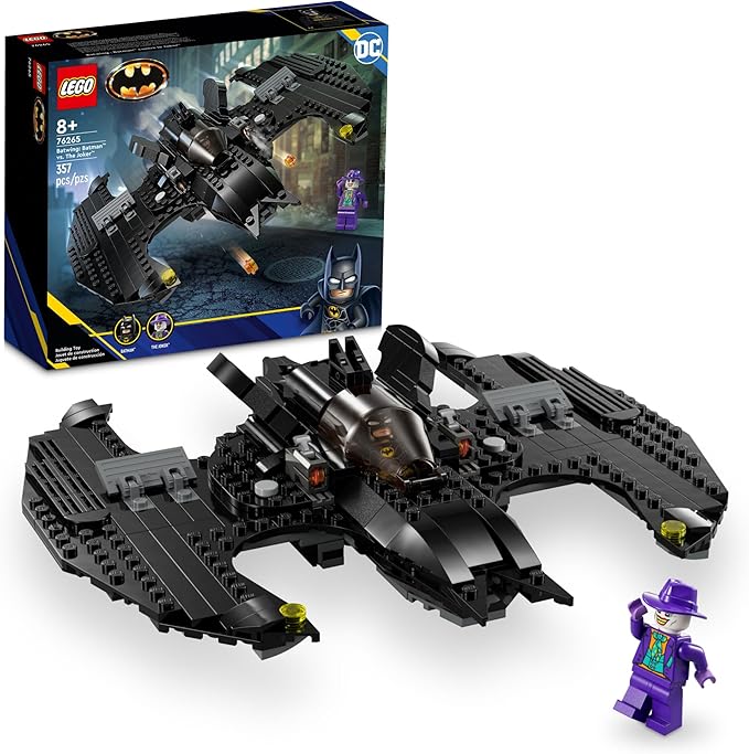 LEGO DC Batwing: Batman vs. The Joker 76265 DC Super Hero Playset Features 2 Minifigures and a Batwing Toy Based on DC’s Iconic 1989 Batman Movie DC Birthday Gift for 8 Year Olds
