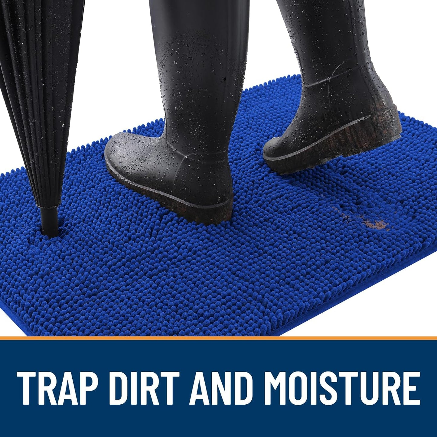 OLANLY Dog Door Mat - Absorbent Non-Slip Washable Doormat for Muddy Paws | 47x20 Royal Blue