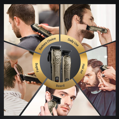 BESTBOMG® Professional Hair Clippers for Men, Professional Barber Clippers and Trimmer Set, Mens Cordless Hair Clipper for Barbers Haircut Kit Fade, BS-808A (Black)