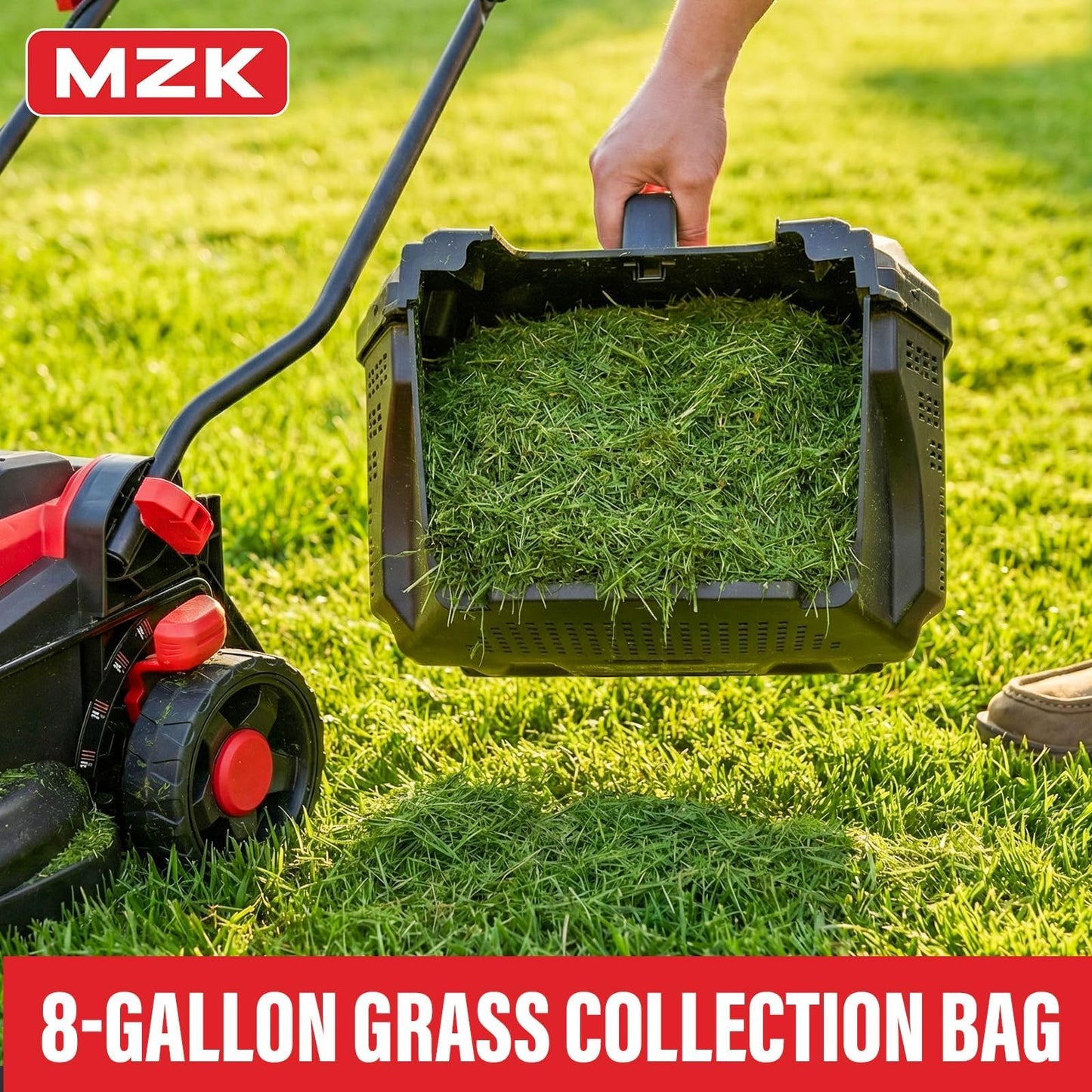 MZK 20V 13" Electric Lawn Mower, Brushless Cordless Lawn Mower with 4-Position Height Adjustment, Walk-Behind Push Mowers with 8 Gallon Grass Bag, 2 x 4.0Ah Batteries & Charger Included, LM13B8