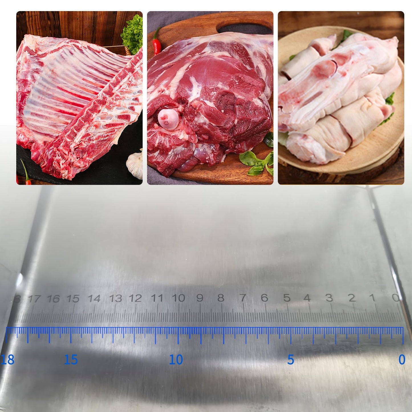 1500W Electric Bone Saw Machine Commercial Electric Meat Bandsaw for Butchering, 18.8" x 14.9" Workbench, 0.4-7.1 Inch Cutting Thickness, Table Sawing for Cutting Rib, Frozen Meat with 5 Saw Blades