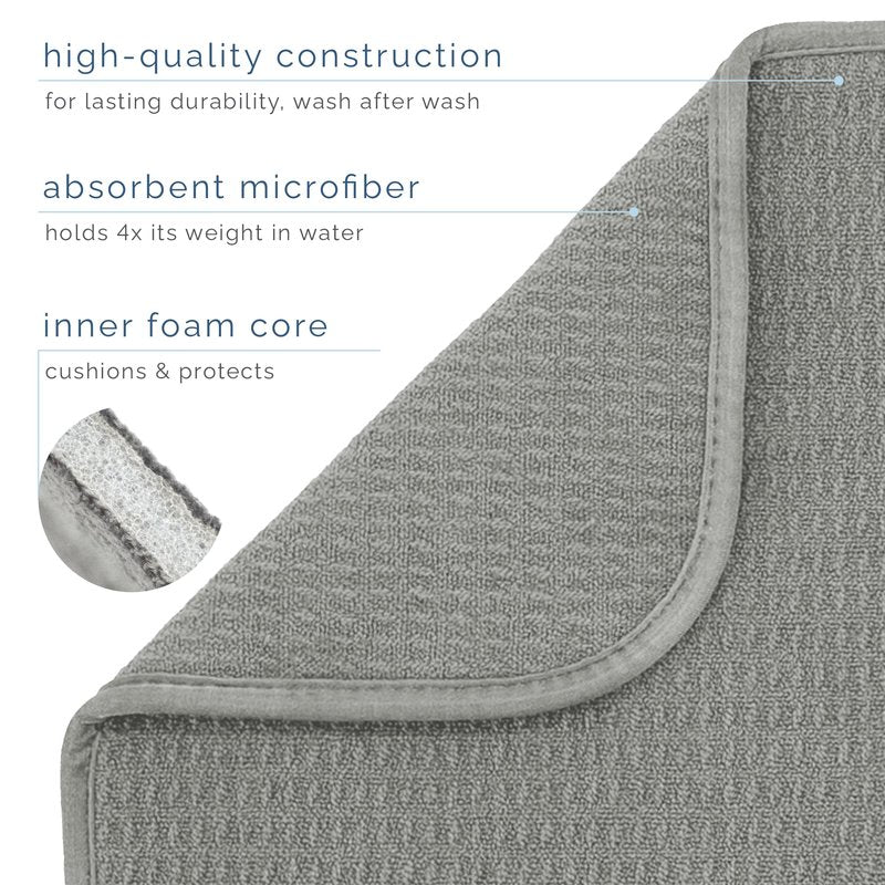 S&T INC. Dish Drying Mat XL, 18” x 24”, Absorbent Microfiber Kitchen Counter Mat, Dish Drying Pad for Dishes, Utensils, Pots and Pans, Extra Large, Grey