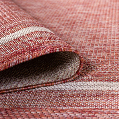 Unique Loom Outdoor Border Collection Area Rug - Soft Border (13'Round, Rust Red/ Ivory)