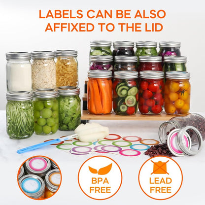 Mcupper Glass Mason Jars 16 oz with Airtight Lids and Bands - 15 Pack Regular Mouth Pint Canning Jars for Pickling, Meal Prep, Overnight Oats, Dry Food & DIY Crafts - Includes 24 Stickers & Brush