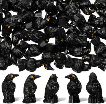 Regine Switzerland Miniature Crows Decor - 150 Pcs Black Resin Raven Figurines for Spooky Holiday Scenes