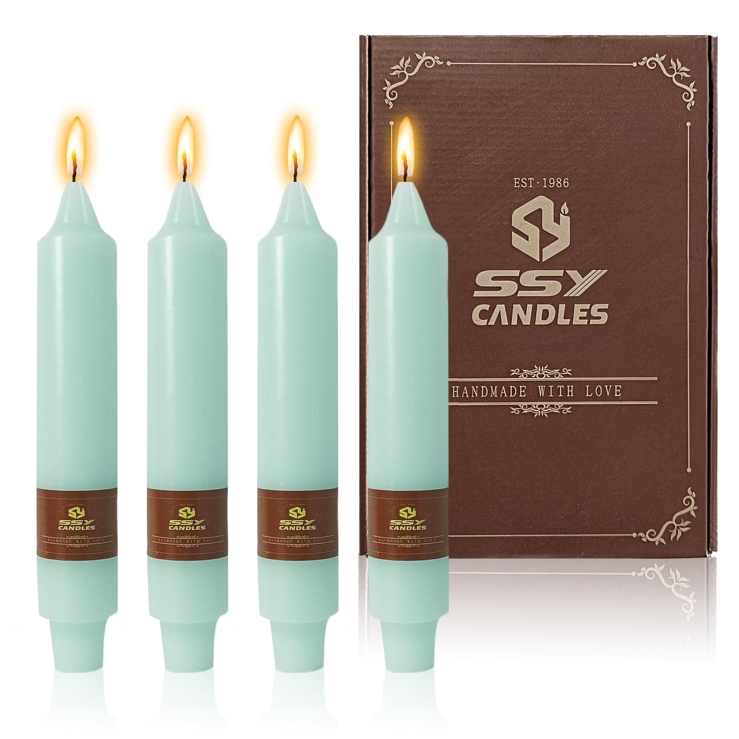 Mint Green Short Taper Candle 7 Inch Candlesticks Unscented Dripless Tapered Candle Set for Home Decor Wedding Party Dinner Candles
