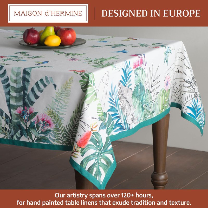 Maison d' Hermine Table Cloth Rectangle Table 100% Cotton 60 x 120 Inches Tablecloth Reusable Decorative for Dining Kitchen Room Farmhouse Home Gifts for Mothers Day Spring Summer - Tropiques