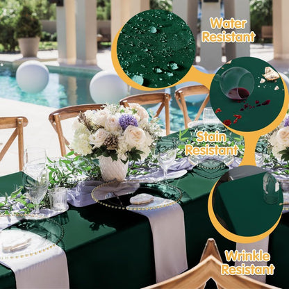 BRILLMAX 8 Pack Hunter Green Tablecloths 70 x 120 Inch for 6ft & 8ft Rectangle Tables - 150 GSM Polyester Fabric, Universal Fit, Water, Stain & Wrinkle Resistant Cloth Cover for Wedding Banquet