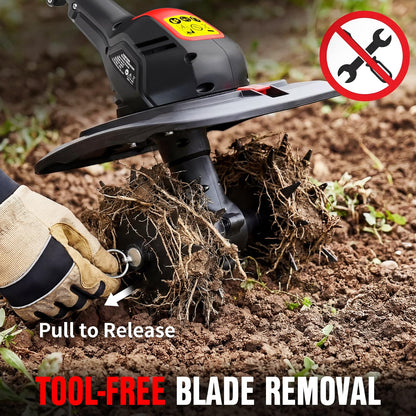 EWORK 20V Cordless Tiller Cultivator with 2×2.0Ah Batteries & Fast Charger,9" Width 7" Depth Electric Garden Rototiller for Yard Lawn Soil Cultivation