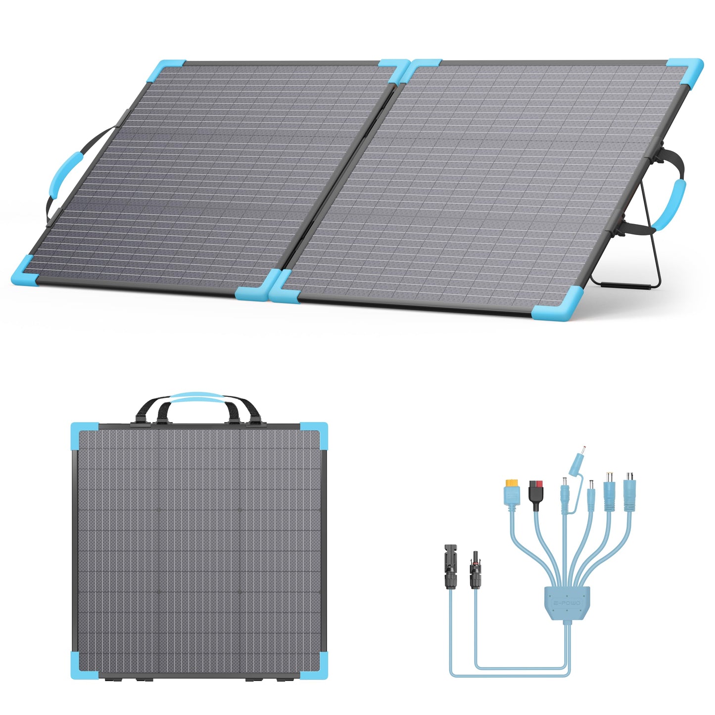 E-POWO 110W Bifacial Portable Solar Panel Suitcase, 23.5% High Efficiency ETFE Foldable Solar Charger for Power Station,IP68 Waterproof 2 Reinforced Kickstands for RV Camping Off-Grid Blackouts