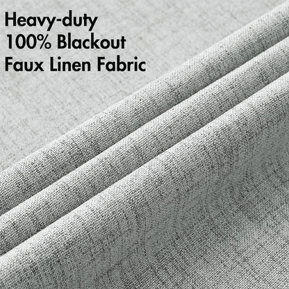 MIULEE Blackout Linen Curtains - Thermal Insulated Grommet Drapes in Glacier Gray | 52 x 45 Inch (2 Panels)