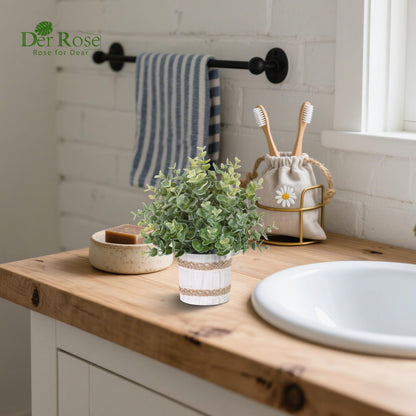 Der Rose 4 Pack Farmhouse Fake Plants Artificial Plants for Home Kitchen Office Desk Rustic Table Boho Aesthetic Room Decor Indoor