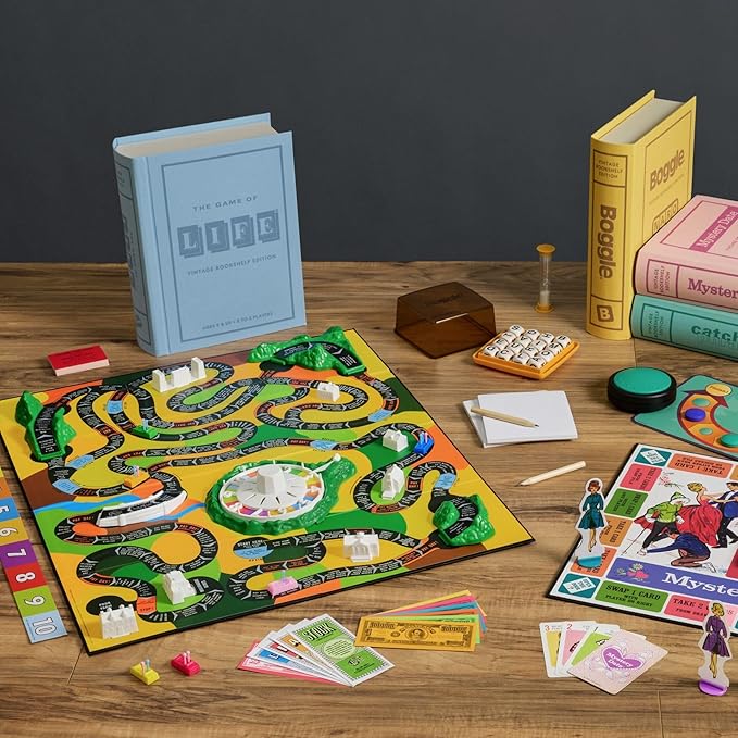 WS Game Company Collection of 15 Vintage Bookshelf Board Games Including Scrabble Monopoly Clue Yahtzee Chess Boggle Candy Land Connect Four &amp Sorry! - Classic Family Games for Kids &amp