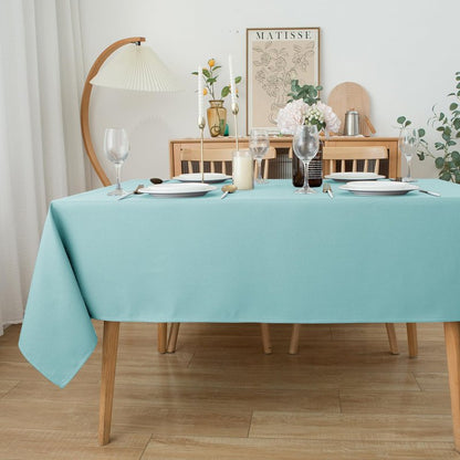 Biscaynebay Textured Fabric Tablecloths 90x132 Inches Rectangular, Silver Grey Water Resistant Spill Proof Tablecloths for Dining, Kitchen, Wedding and Parties, Machine Washable