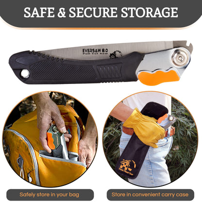 EverSaw Folding Hand Saw 8 inch Compact Camp Saw for Trees Pruning and Gardening