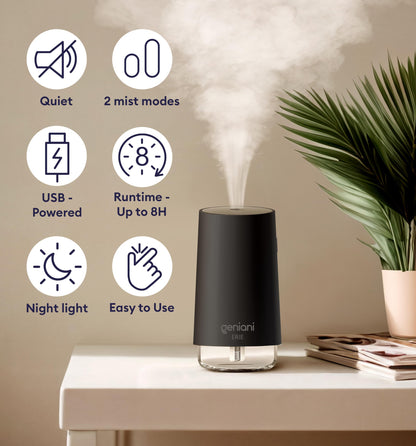 GENIANI Ultrasonic Cool Mist Humidifier for Bedroom, Large Rooms, Home, 4L - Easy Fill & Clean Humidifier for Plants w/Auto Shut-off, 40H Runtime - Quiet, Top Fill Air Humidifier