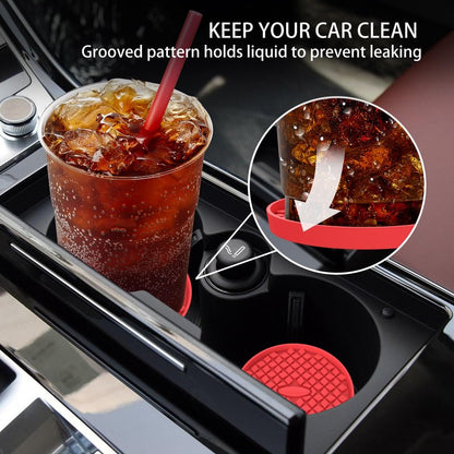 ME.FAN Car Cup Holder Coasters [4 Pack] Silicone Auto Mug Mats,Universal Non-Slip Recessed Car Interior Accessories Red