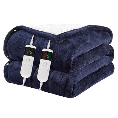 Electric Blanket Heated Throw, Soft Flannel Heating Blanket with 8 Hours Auto Off 10 Fast Heating Levels Machine Washable Sherpa Heated Blanket with Overheating Protection