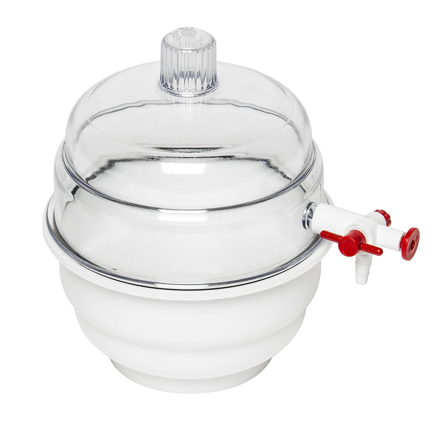 SP Bel-Art “Space Saver” Vacuum Desiccator, Clear White Polypropylene Bottom with Flat Dome Top, Airtight Seal for Moisture Control, 0.09 cu ft Vacuum Chamber for Lab Storage & Sample Protection Made in USA