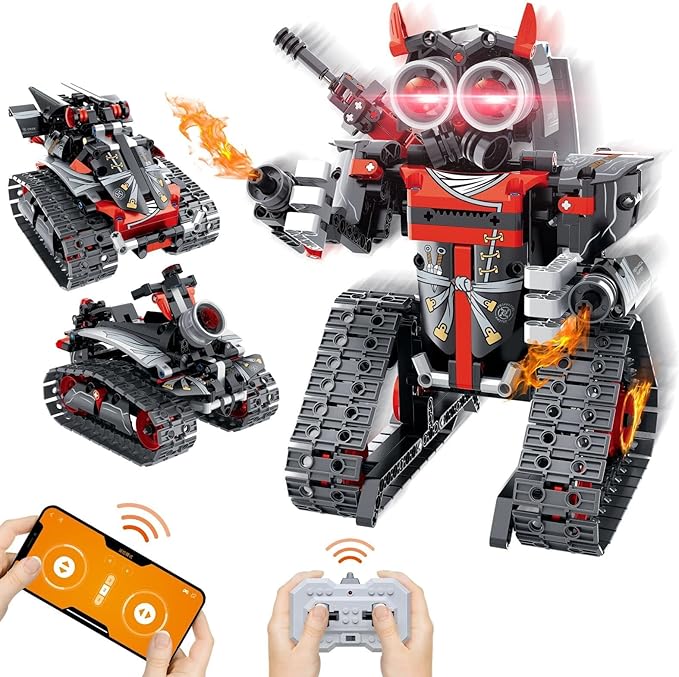 Remote Control Robot Building Kit for Boys 6-12 3-in-1 STEM Remote &amp APP Controlled Coding Gear Robot/Tank/RC Car 419 Pcs Science Learning Educational Building Blocks Toy Set Gift for Kids
