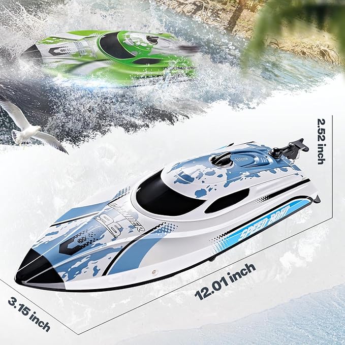 BEZGAR RC Boat 12 inch Remote Control Boat for Kids and Adults 25 KPH Fast RC Speed Boats with 700mAh Battery Ideal Waterproof Toy Boats for Lakes &amp Pools - TX126 White
