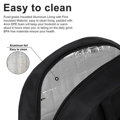 BALORAY Lunch Bag for Women Men Insulated Lunch Box for Adult Reusable Lunch Tote Bag for Work, Picnic or Travel (Solid Black)