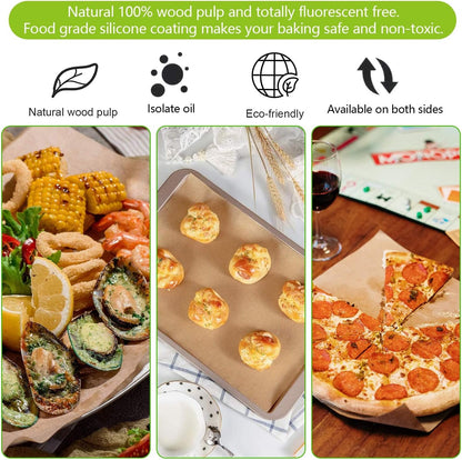 QYH Parchment Paper Sheets - 300 Unbleached Precut Baking Sheets, 8x12 Inches for Cookies & Air Frying