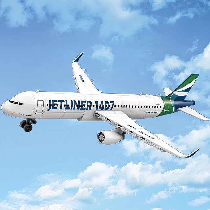 Apostrophe Games Commercial Jetliner Building Block Set - 133 Pcs Ages 10+ Airplane Model Toy