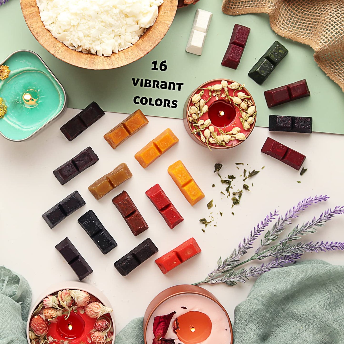 CraftBud Candle Making Kit - 58 Pieces Soy Candle Making Kit - Complete Candle Maker Kit - Best Candle Maker Kit for Adults and Beginners - Candle Kit with 16 Colors, Full Candle Kit