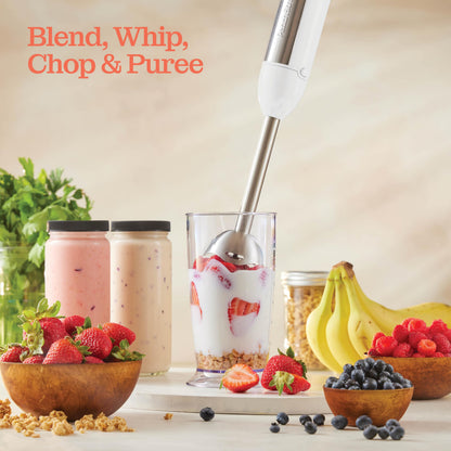 Powerful Immersion Blender, Electric Hand Blender 500 Watt with Turbo Mode, Detachable Base. Handheld Kitchen Gadget Blender Stick for Soup, Smoothie, Puree, Baby Food, 304 Stainless Steel Blades