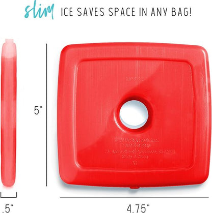 Cool Coolers By Fit & Fresh Slim Ice Packs - Quick Freeze, Space-Saving Design, Multi-Colored 4-Pack