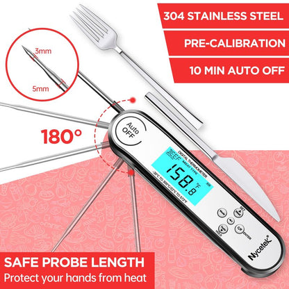 Nycetek Digital Cooking Thermometer, Accurate & Waterproof Instant Read Meat Thermometer with Backlit, Calibration, Probe, Food Thermometer for Kitchen, Grilling, Candy, BBQ, Oil Fry, Baking