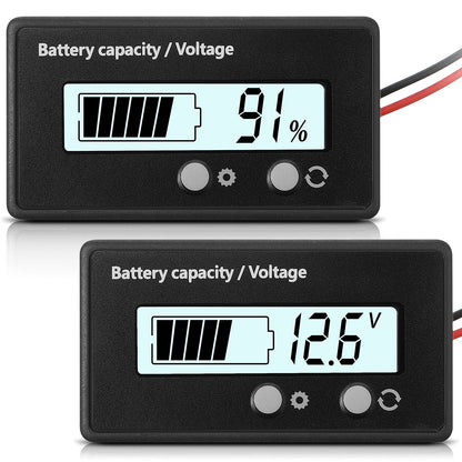 DC 12V 24V 36V 48V 60V 72V 84V Golf Cart Battery Meter with Alarm, Front Setting and Switch Key Battery Capacity Voltage Indicator Gauge Acid and Lithium ion Indicator(White)
