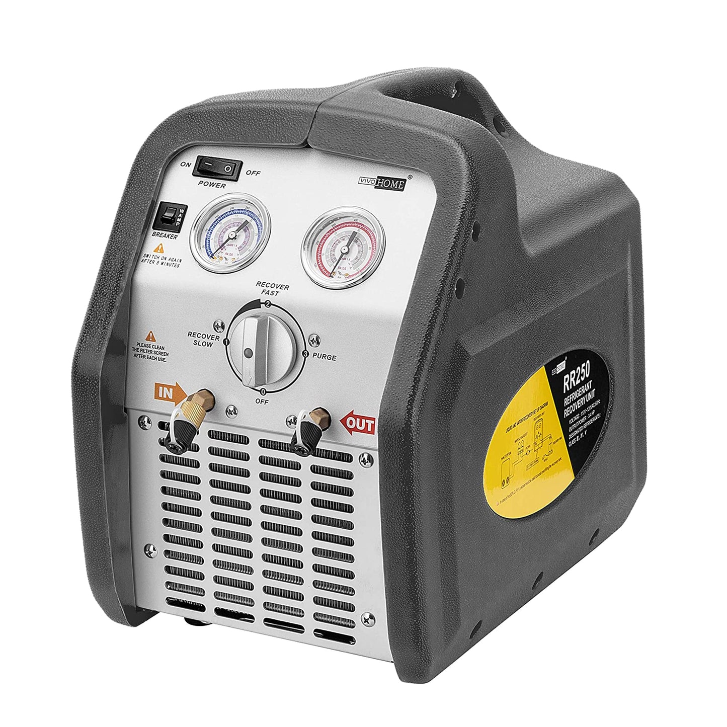 VIVOHOME 110-120V AC 60Hz 3/4HP Single Cylinder Portable Refrigerant Recovery Machine and 110V 1/4 HP 3.5 CFM Single Stage Rotary Vane HVAC Air Vacuum Pump