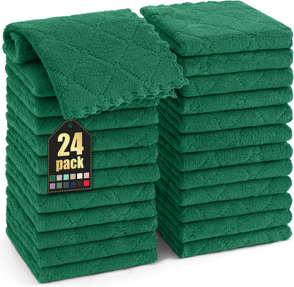 Homaxy 12 Pack Kitchen Dish Cloths (10 x 10 Inches, Grey), Super Soft and Absorbent Coral Velvet Dish Towels, Nonstick Oil Fast Drying Microfiber Cleaning Cloth, No Lint Household Dishcloths