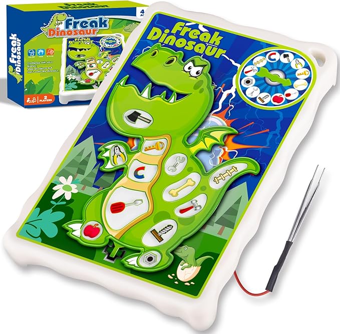 Dinosaur Operate Board Game for Kids Ages 3-8–Fine Motor Skill Toy with Vibration–Educational Hands-On Activity for Boys and Girls–Interactive Family Game for 1 or More Players–Gift for Christmas
