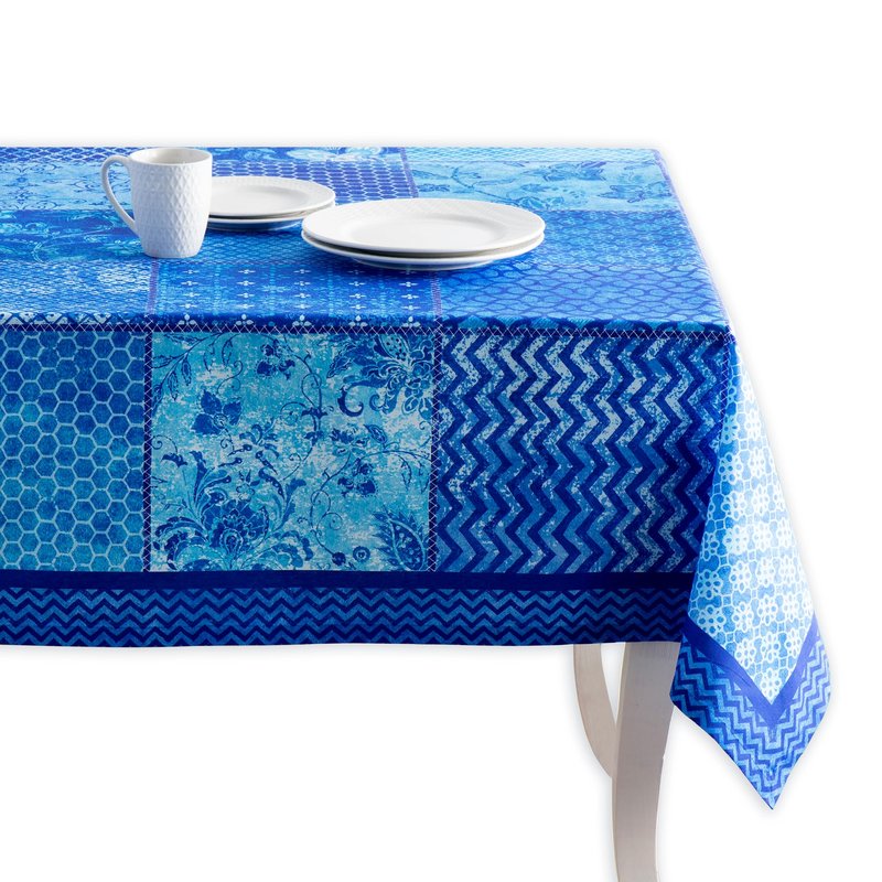 Maison d' Hermine Table Cloth Rectangle Table 100% Cotton 60 x 90 Inches Tablecloth Reusable Decorative for Dining Kitchen Room Farmhouse Home Gifts for Mothers Day Spring Summer - Indigo Love