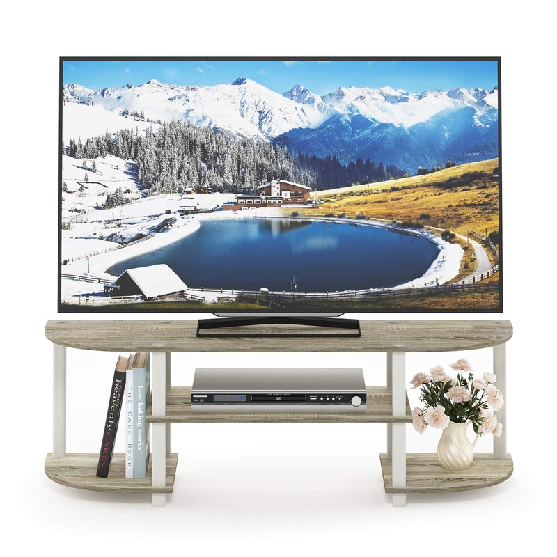 Furinno Turn-S-Tube Wide TV Entertainment Center, Sonoma Oak/White, 47. 25x13. 4x15. 9