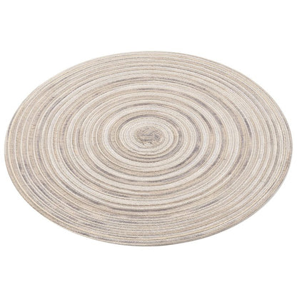 SHACOS Round Braided Placemats 15 inch Set of 4 Variegated Washable Kitchen Table Placemats for Home Wedding Party (Rainbow Gray, 4)