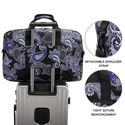F.FETIVIN Weekender Bag Carry On Travel Duffle Bag Medium Overnight Bag for Women(Black Paisley)