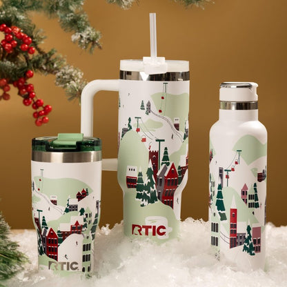 RTIC 30oz Essential Tumbler with Lid, Ceramic Lined, Insulated, Stainless Steel, Metal, Double Wall Vacuum-Insulation, Travel Cup for Iced Coffee, Tea, Hot and Cold Drink, Sunlight Glitter