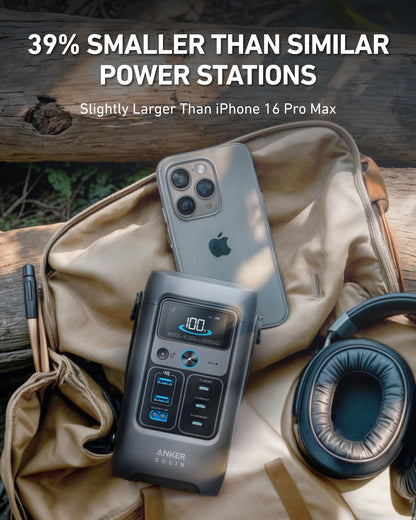 Anker SOLIX C200 DC Power Bank Station and 60W Solar Panel, 192Wh Portable Power Station, LiFePO4 Battery, 200W Solar Generator, for Outdoor, Camping, Traveling, and Emergencies