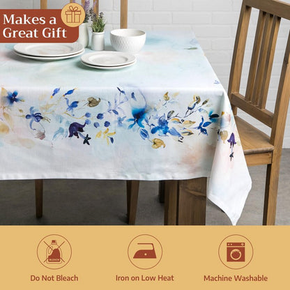 Maison d' Hermine Table Cloth Rectangle Table 100% Cotton 60 x 120 Inches Tablecloth Reusable Decorative for Dining Kitchen Room Farmhouse Home Gifts for Mothers Day Spring Summer - Lazy Summer Days